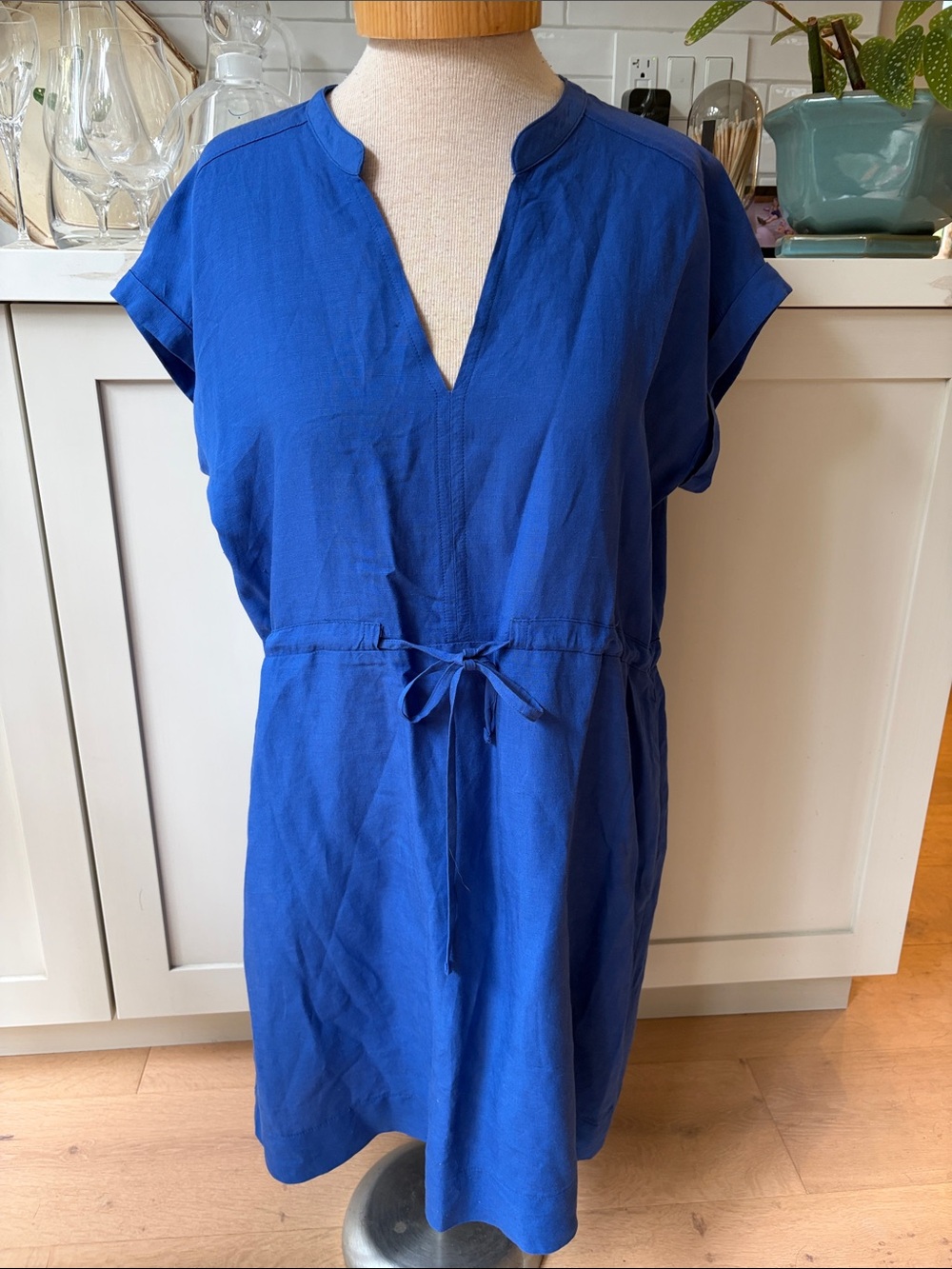 La Fee Maraboutee Royal Blue Drawstring Waist Knee Length Linen blend dress 🇮🇹